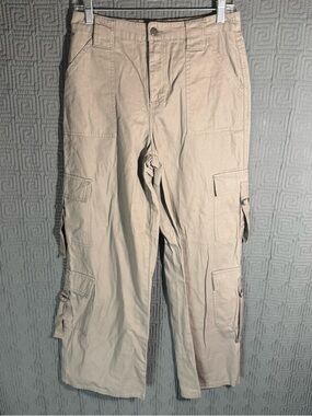 No Boundaries Cargo Pants Women’s Small 4/6 Beige Y2K Baggy Elastic Waist